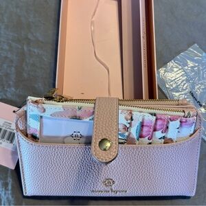 Nanette Lepore pink faux leather wallet & floral pattern card holder Insert-NWT